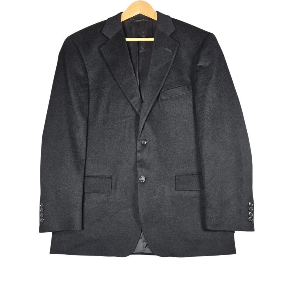 Pronto Uomo Couture Mens 42R Black Cashmere Blazer Sport Coat Jacket 2 Button